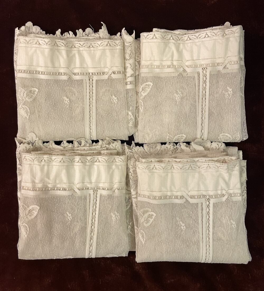 (QTY 4) Heritage Lace USA Polyester Heirloom Sheer Window Panels Ecru 60” x 54”